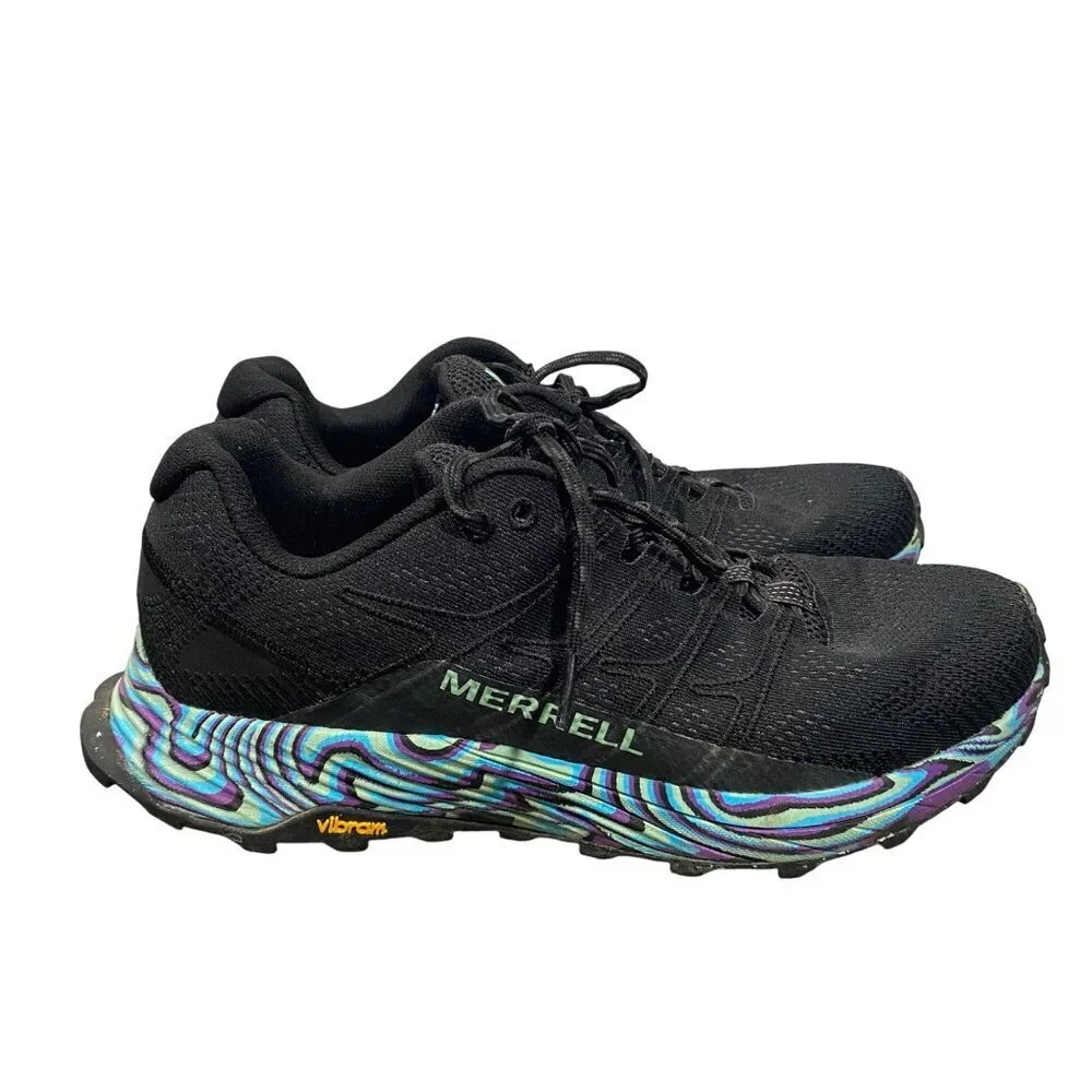 Merrell Moab flight trail Floatpro Running Shoes Black Marble Vibram Sole 8.5